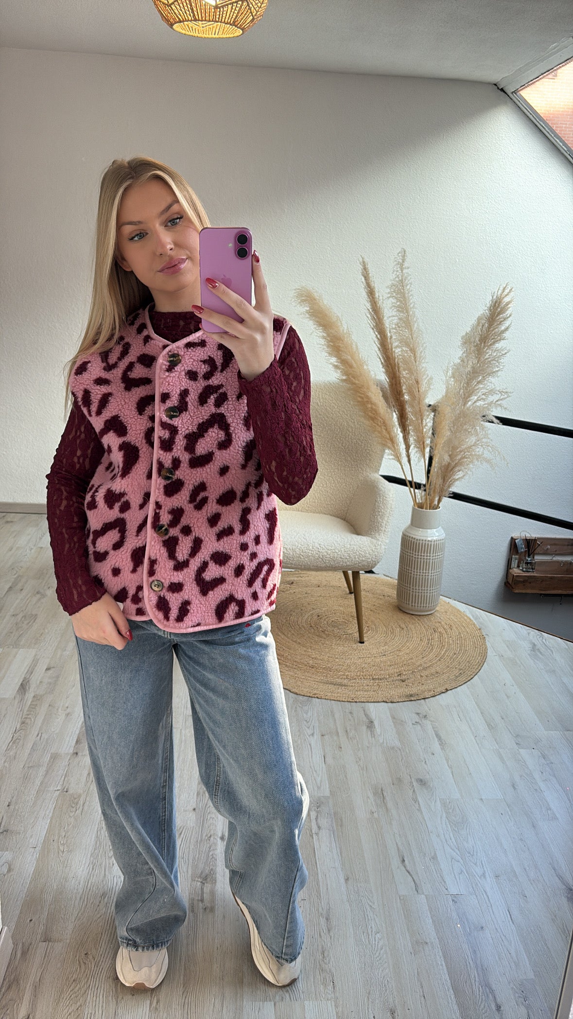 Leopard teddy gilet