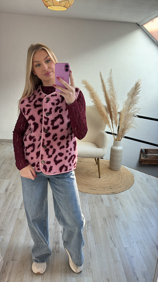 Leopard teddy gilet