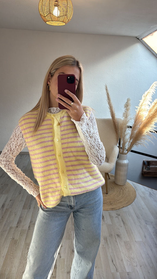 Gestreepte knit geel