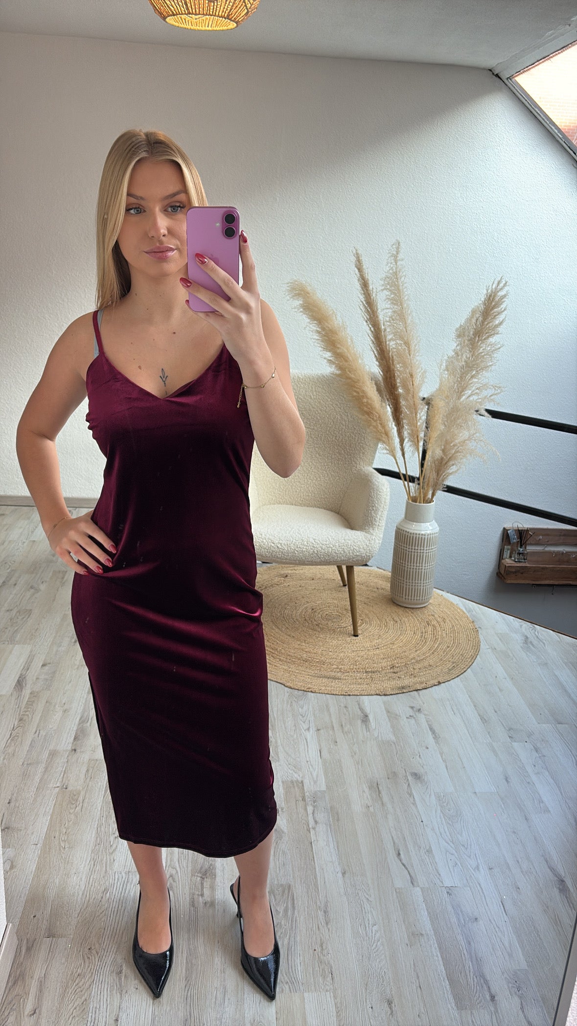 Velvet jurk burgundy