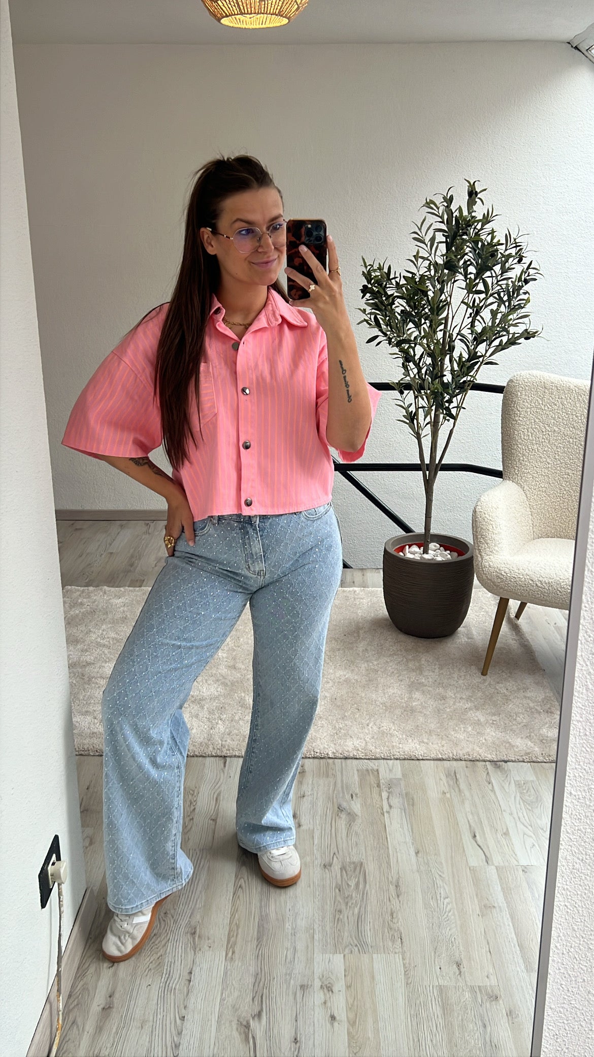 JEANSBLOUSE ROZE