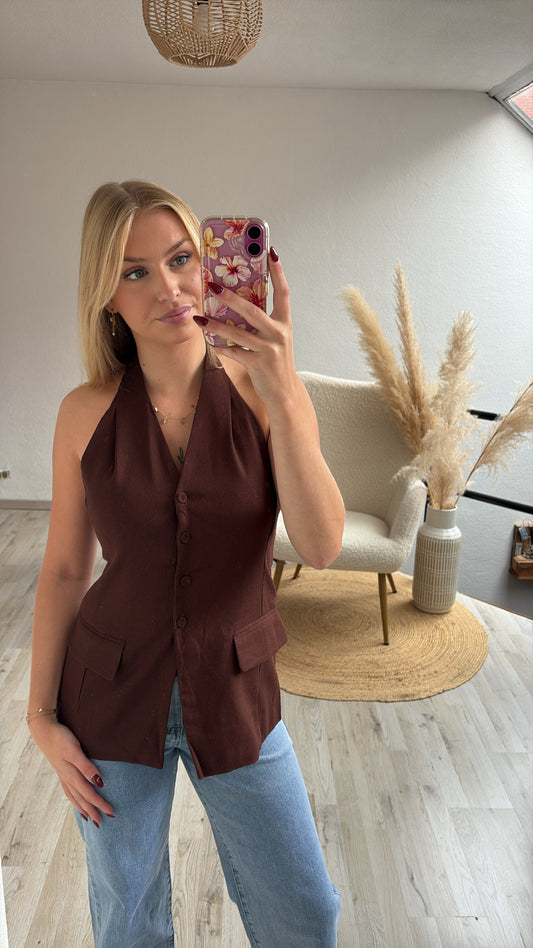 Gilet top bruin