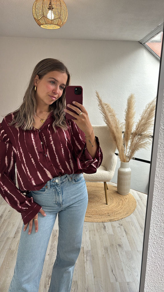 Burgundy blouse print