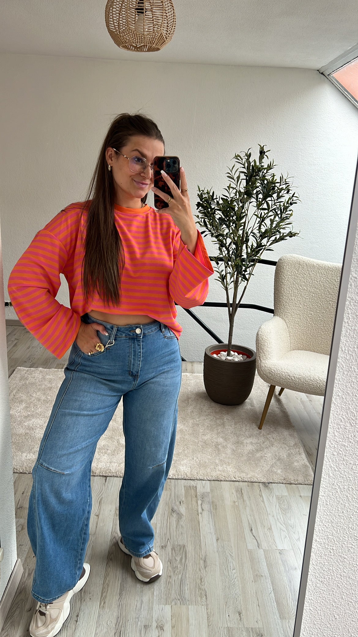 STRIPED LONGSLEEVE ORANJE-ROZE