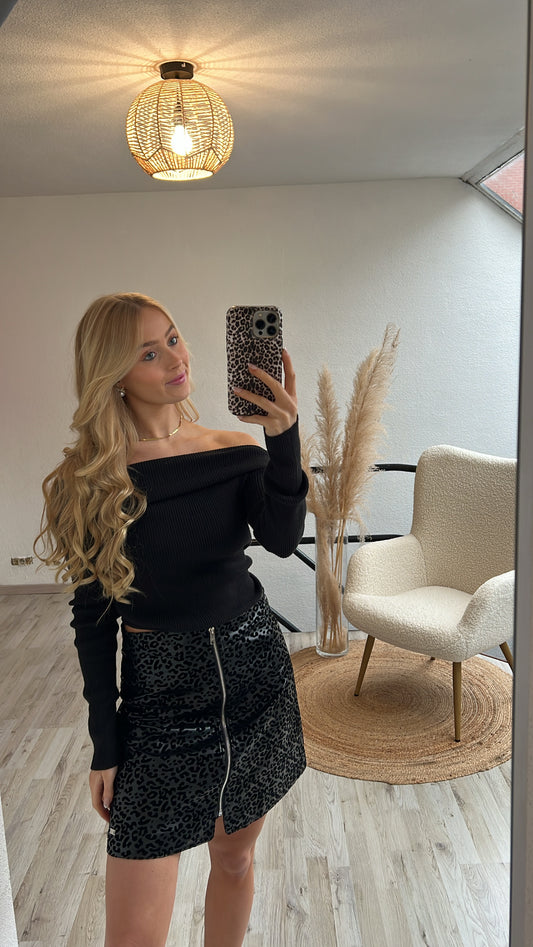 Rokje lederlook leopard