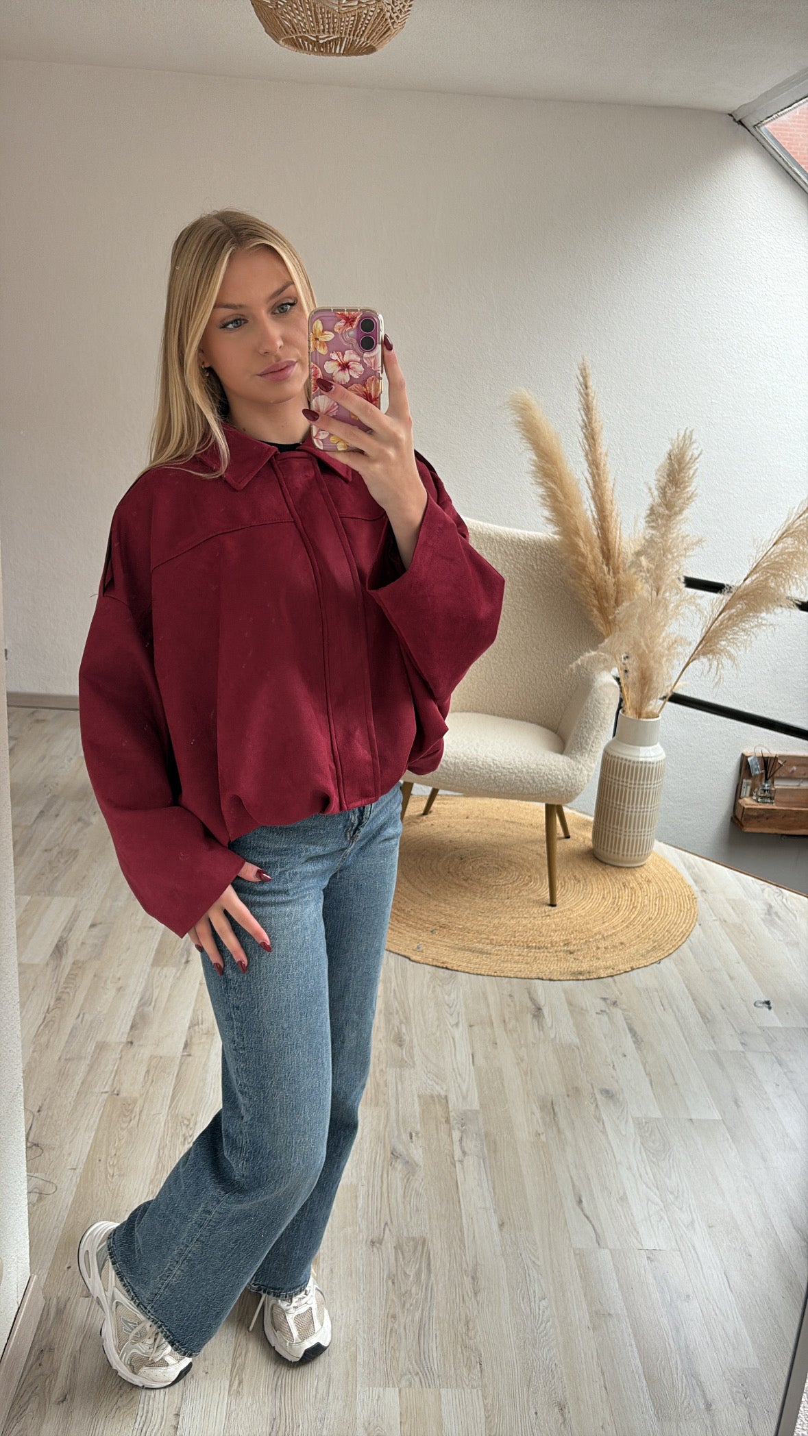 Suede bomber burgundy