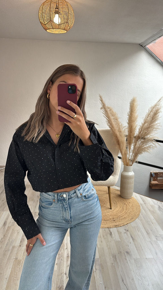 Cropped blouse diamantjes