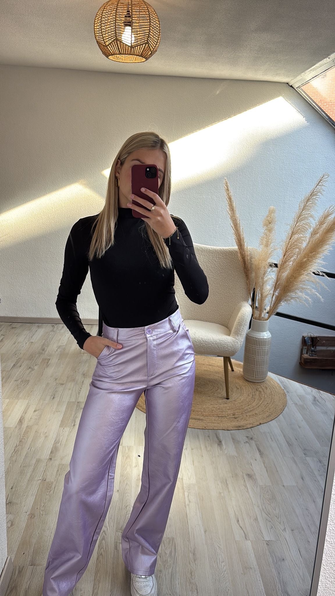 Metallic broek lila