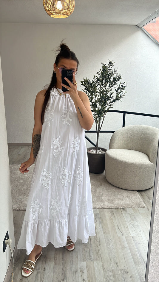 HALTERJURK WIT BRODERIE