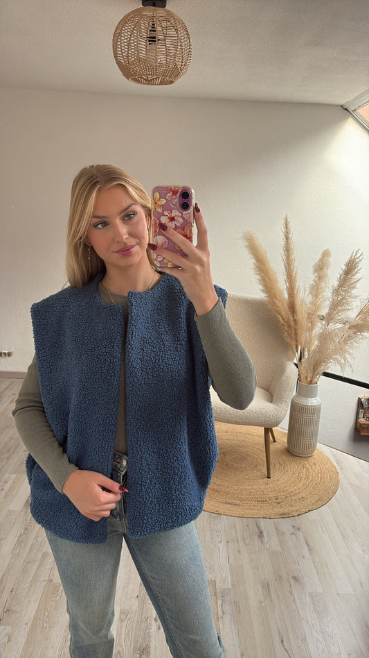 Teddygilet blauw