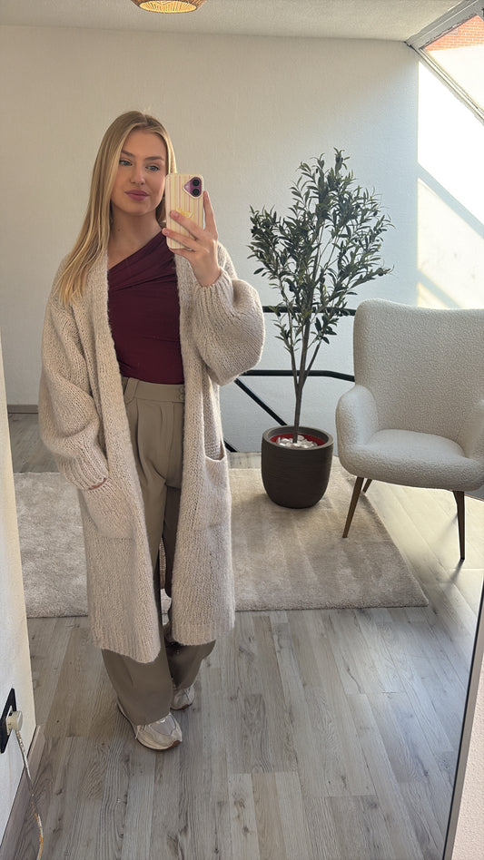 BEIGE LANGE CARDIGAN
