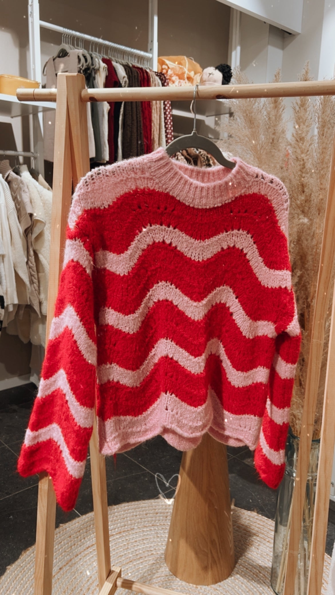 Zigzag trui rood/roze