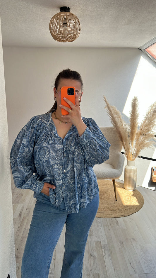 Blauwe blouse