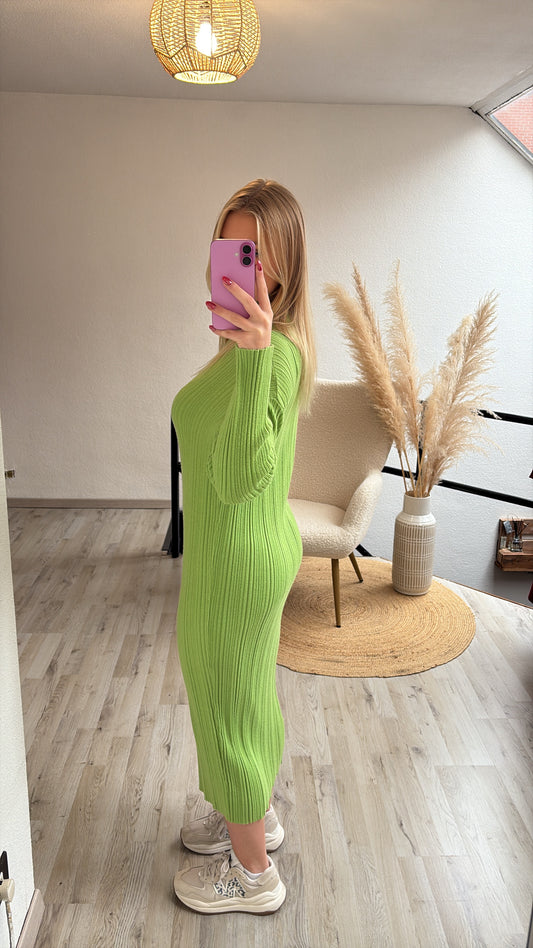 Groene ribbed jurk