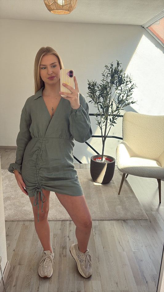 KHAKI LINNEN JURK