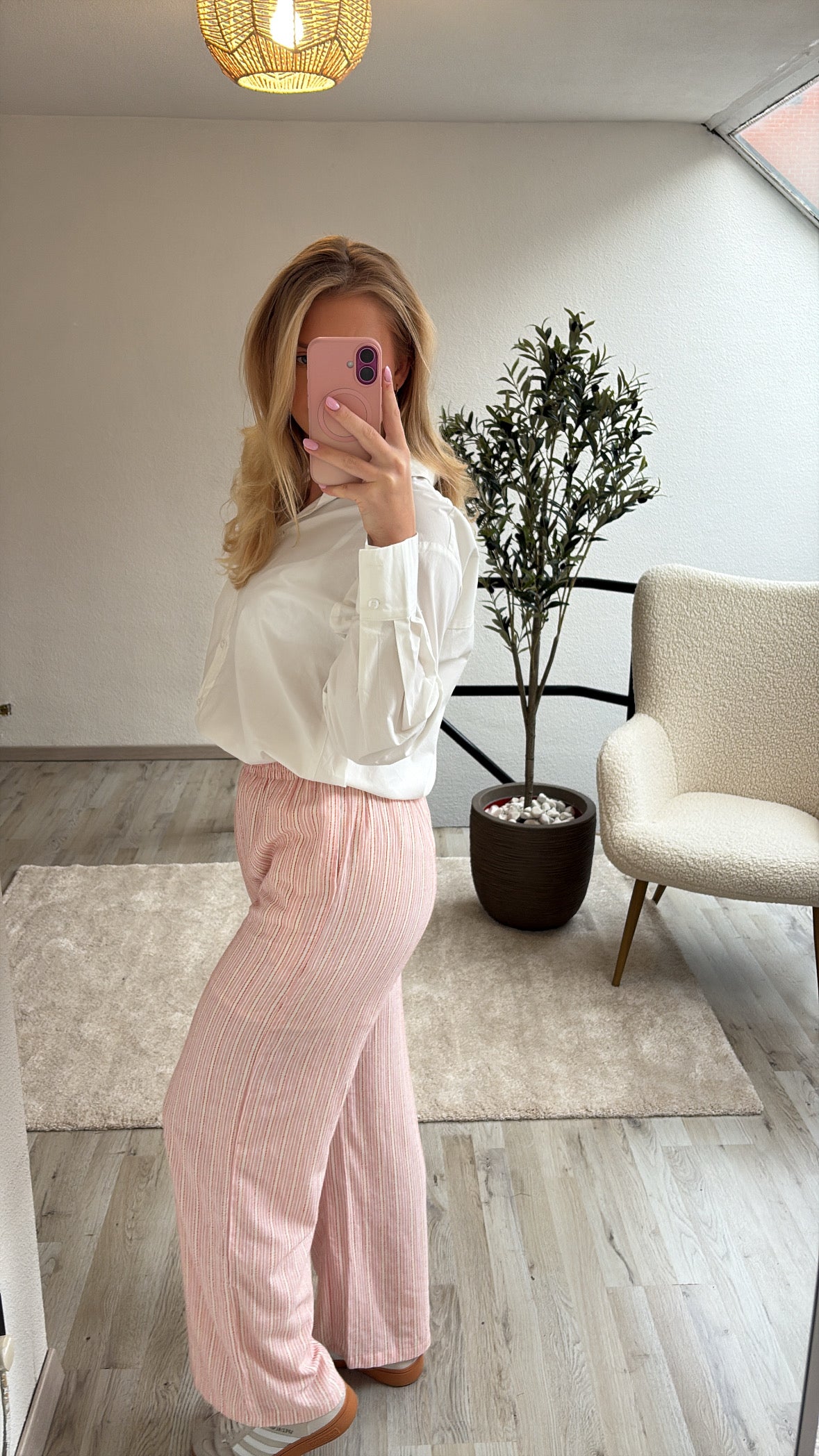 GESTREEPTE BROEK ROZE