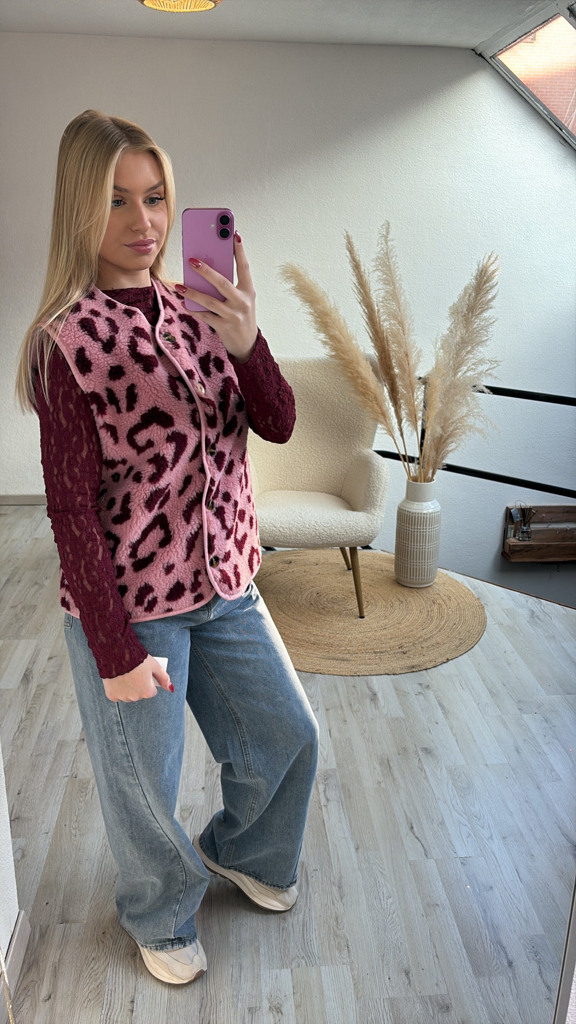 Leopard teddy gilet