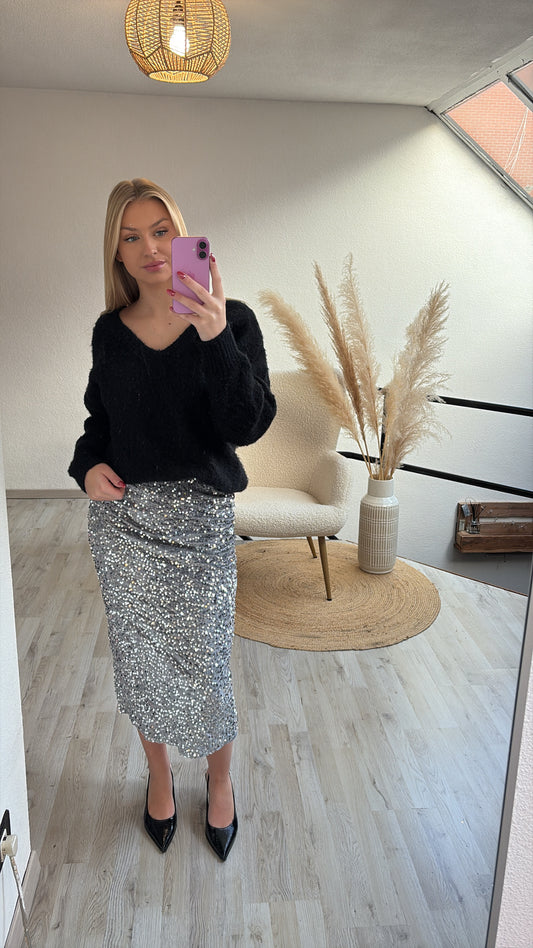 Glitterrok zilver