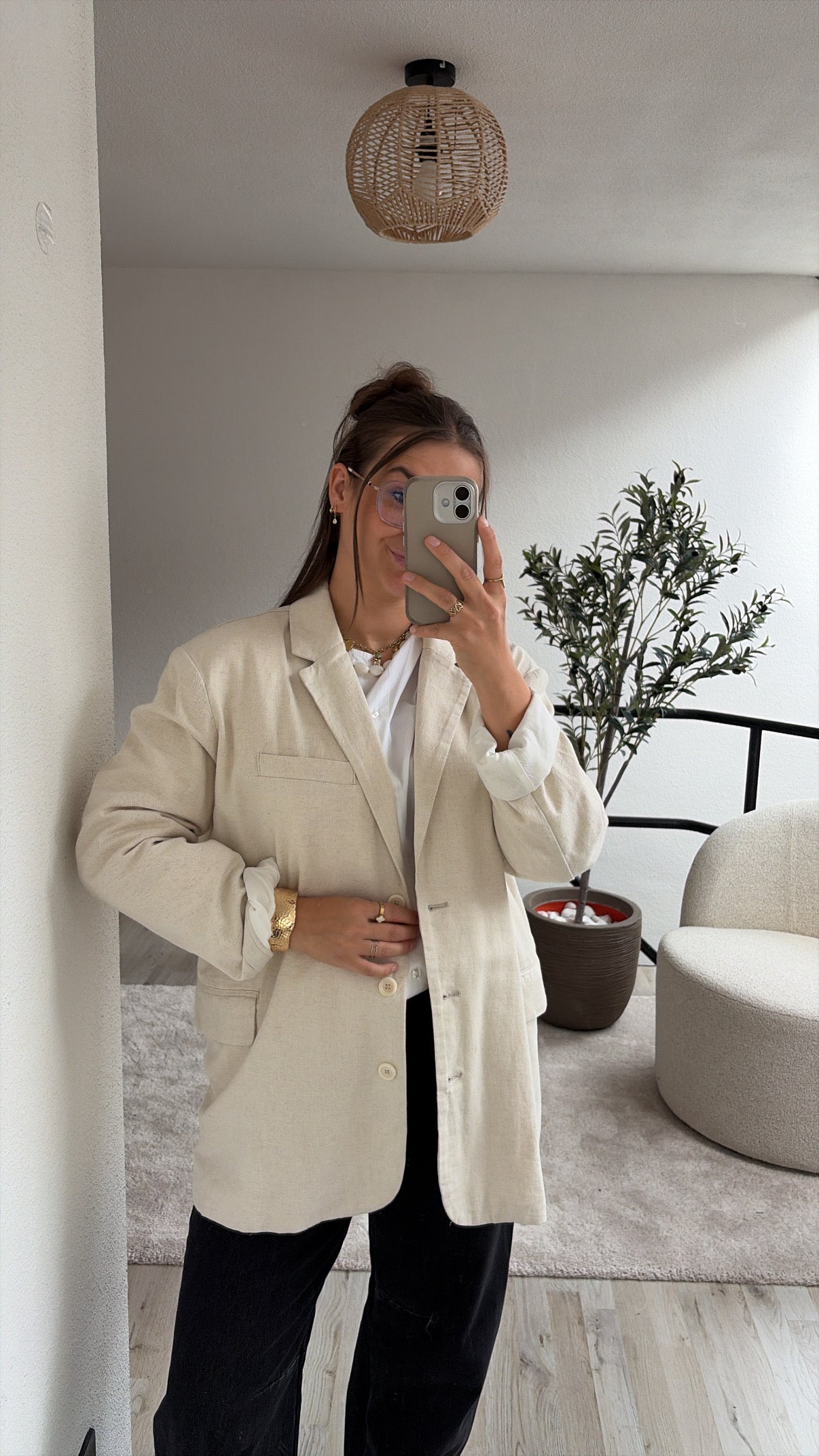 BEIGE LINNEN BLAZER - AMV