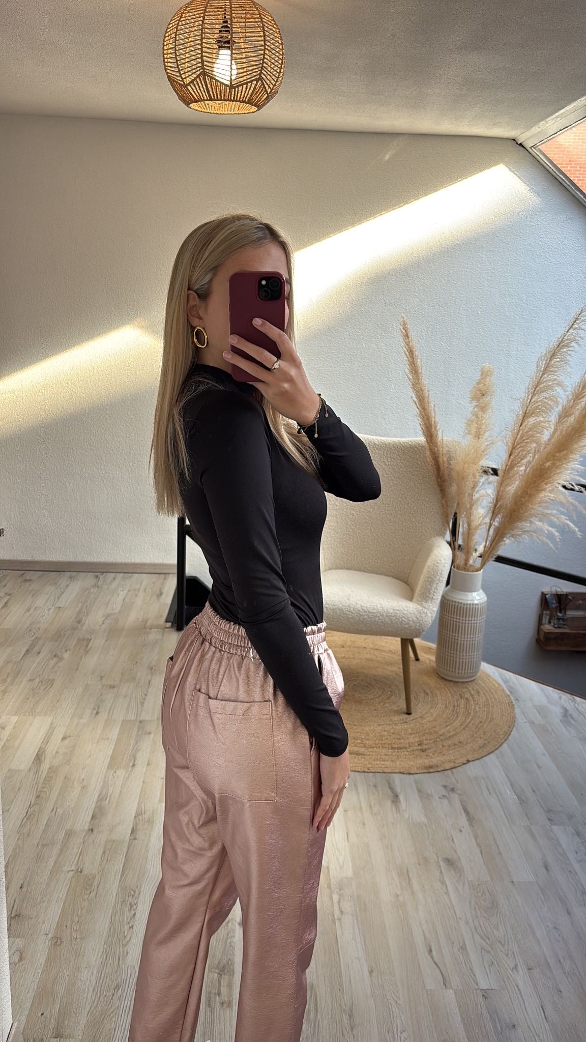 Metallic broek oud-roze