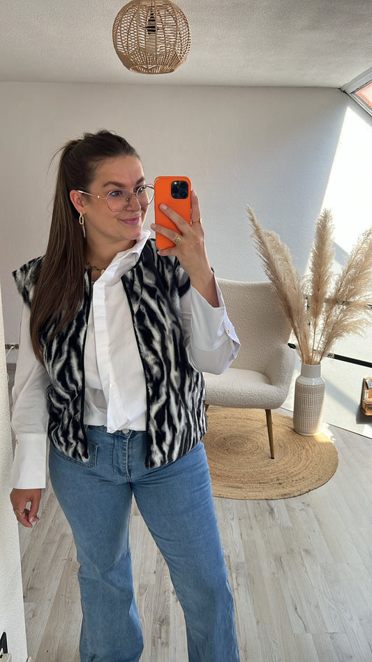 Zebra gilet fluffy