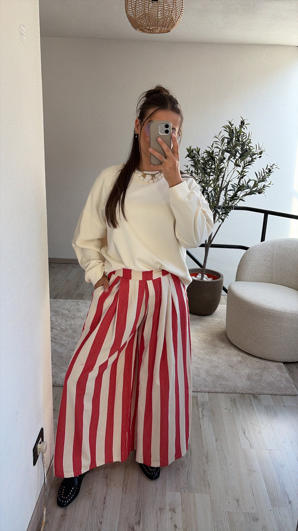 RODE STRIPED BROEK