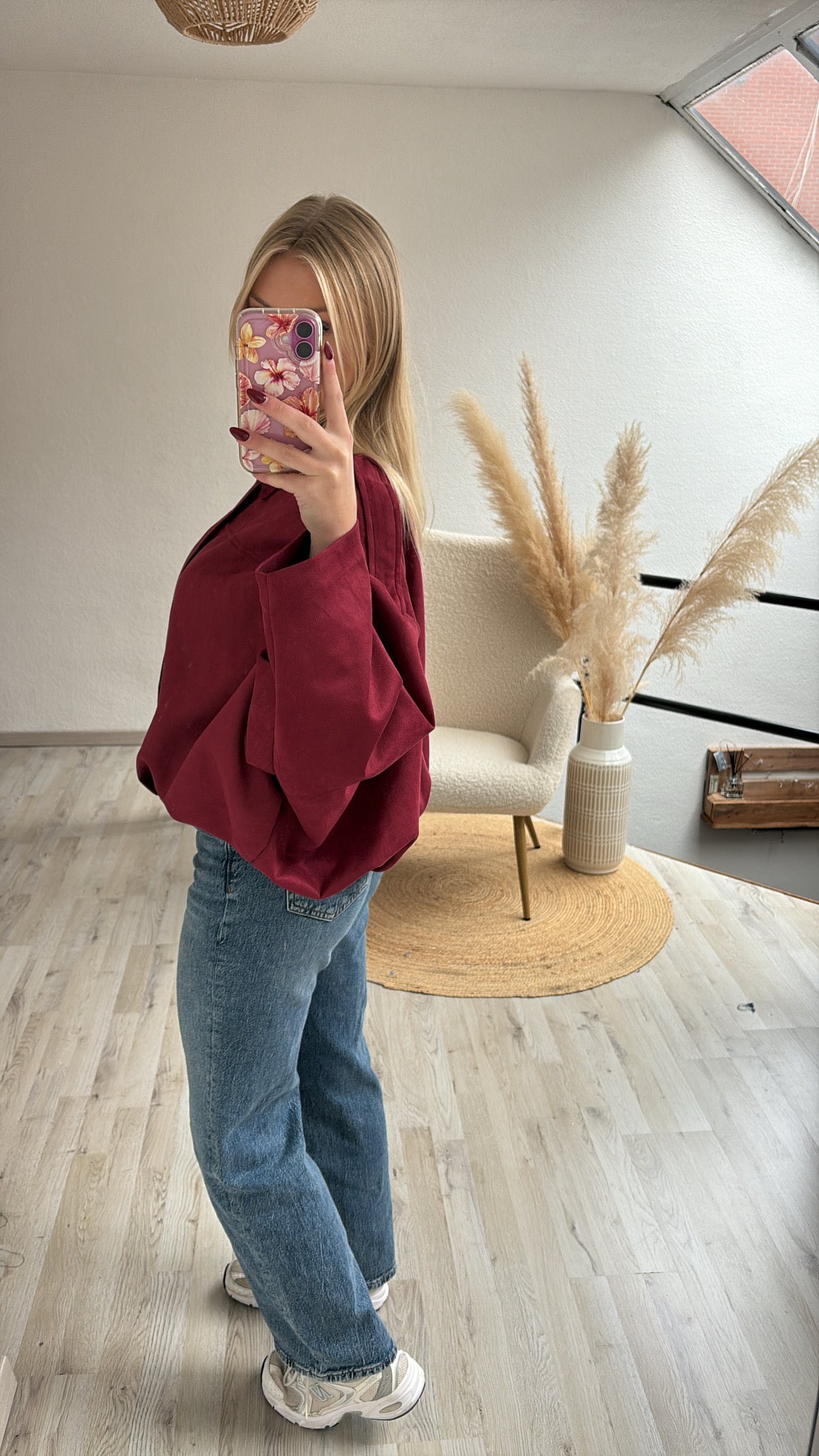 Suede bomber burgundy