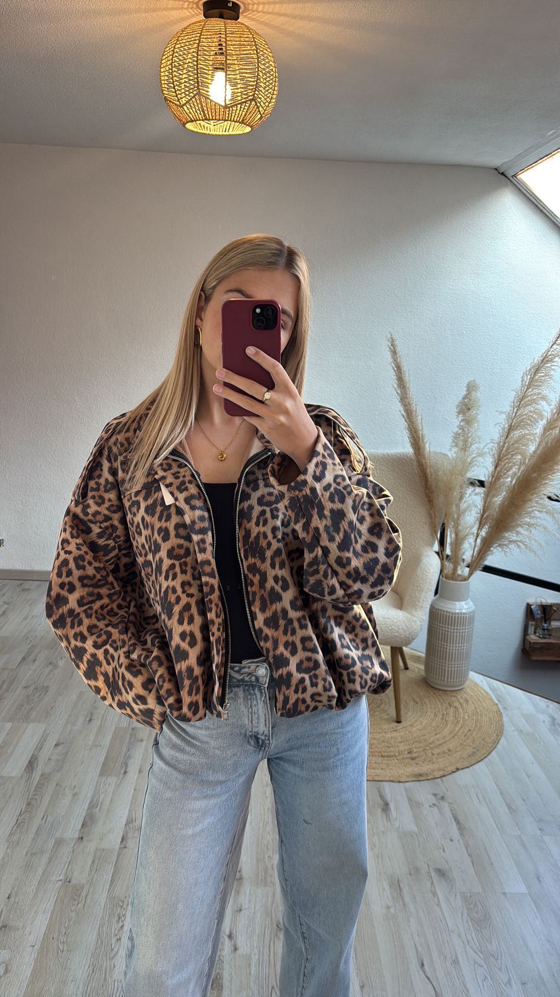 Suede bomber leopard