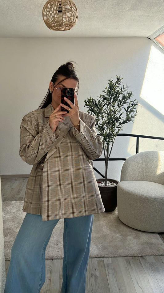 GERUITE BLAZER BLAUW-BRUIN