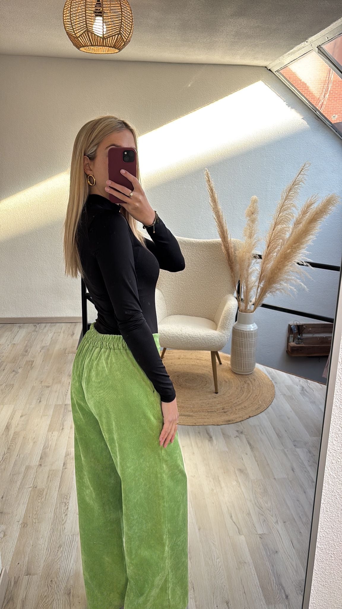 Groene velvet broek