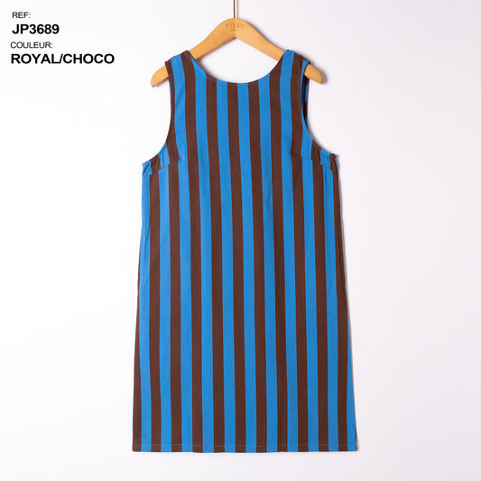 GESTREEPTE JURK CHOCO-BLAUW