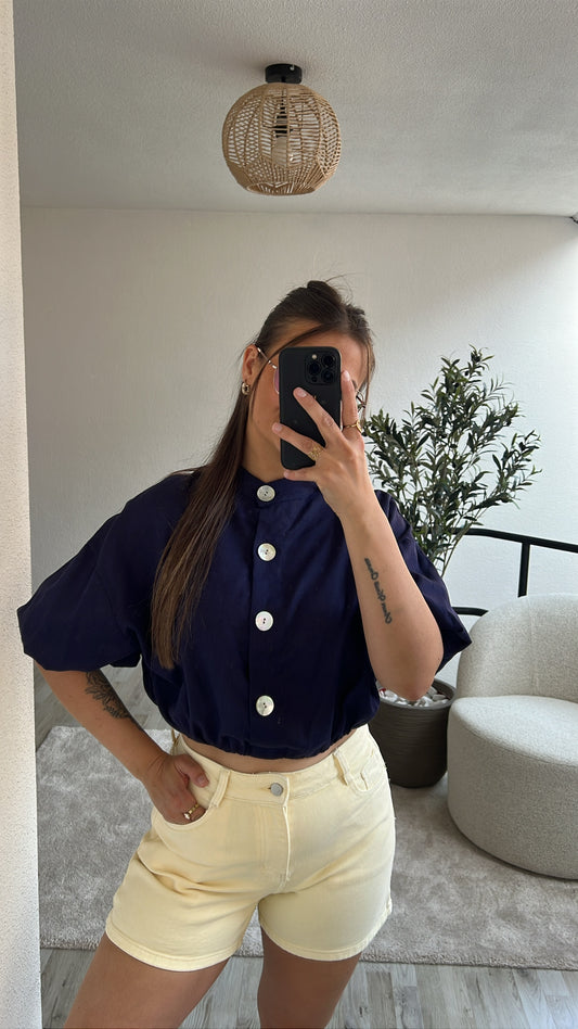DONKERBLAUWE BLOUSE