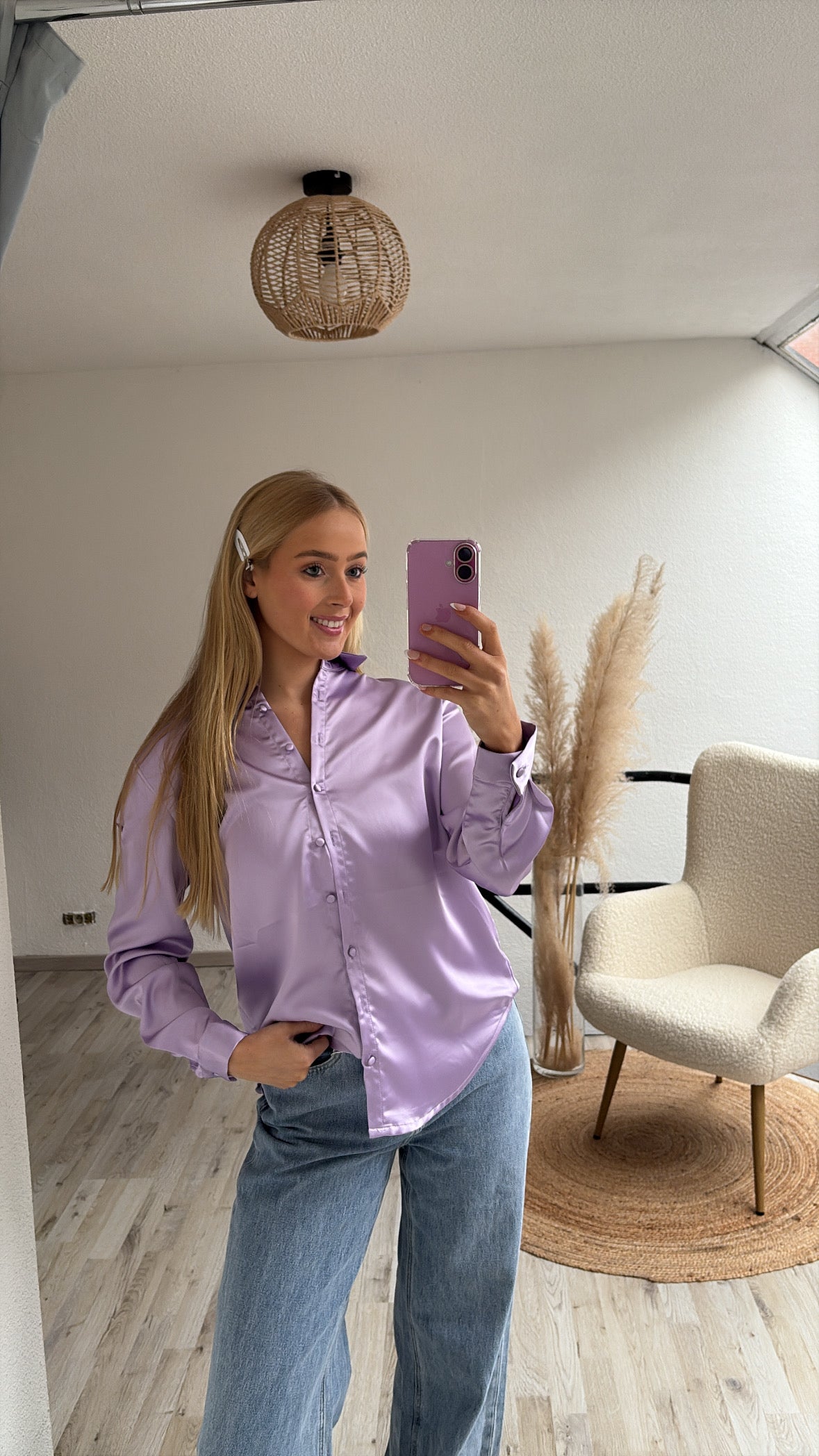 Satijnen blouse lila