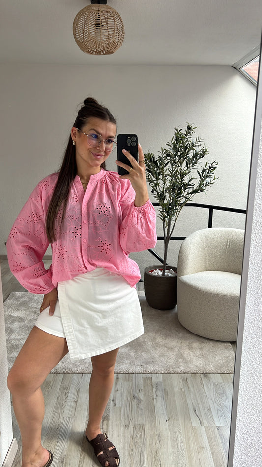 BRODERIE BLOUSE ROZE