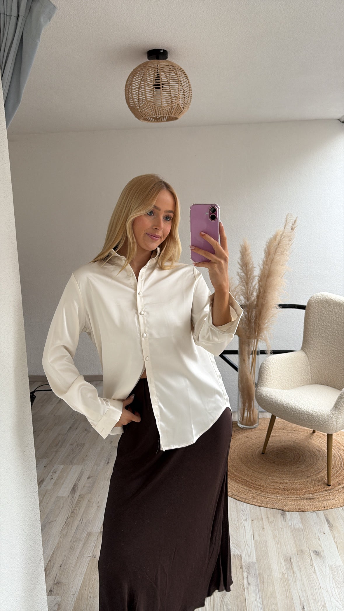 Satijnen blouse creme