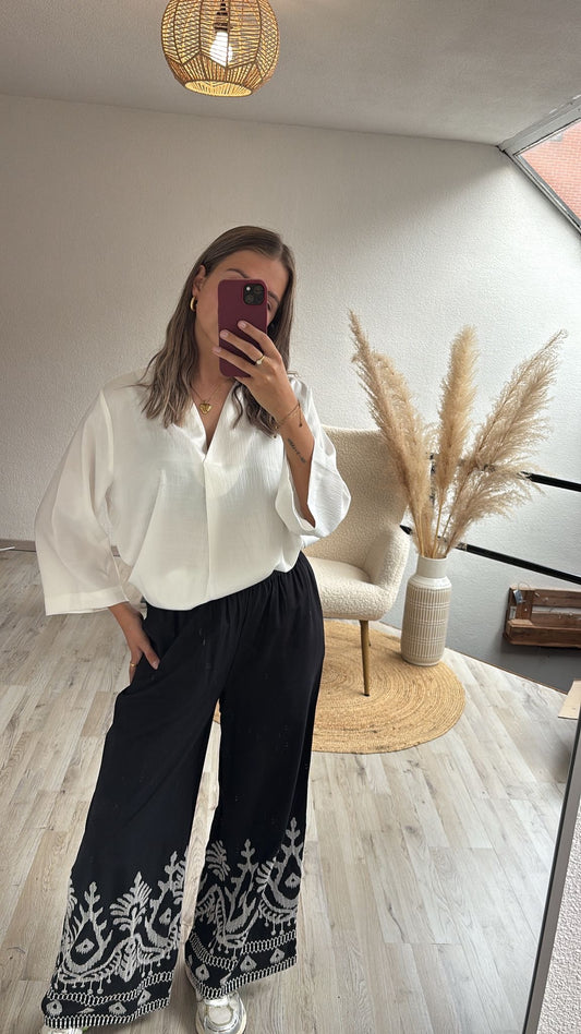 Embroidery broek