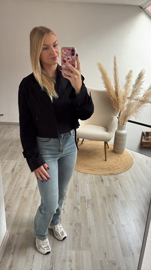 Trenchcoat kort zwart