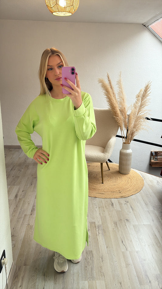 Limegroene sweaterjurk