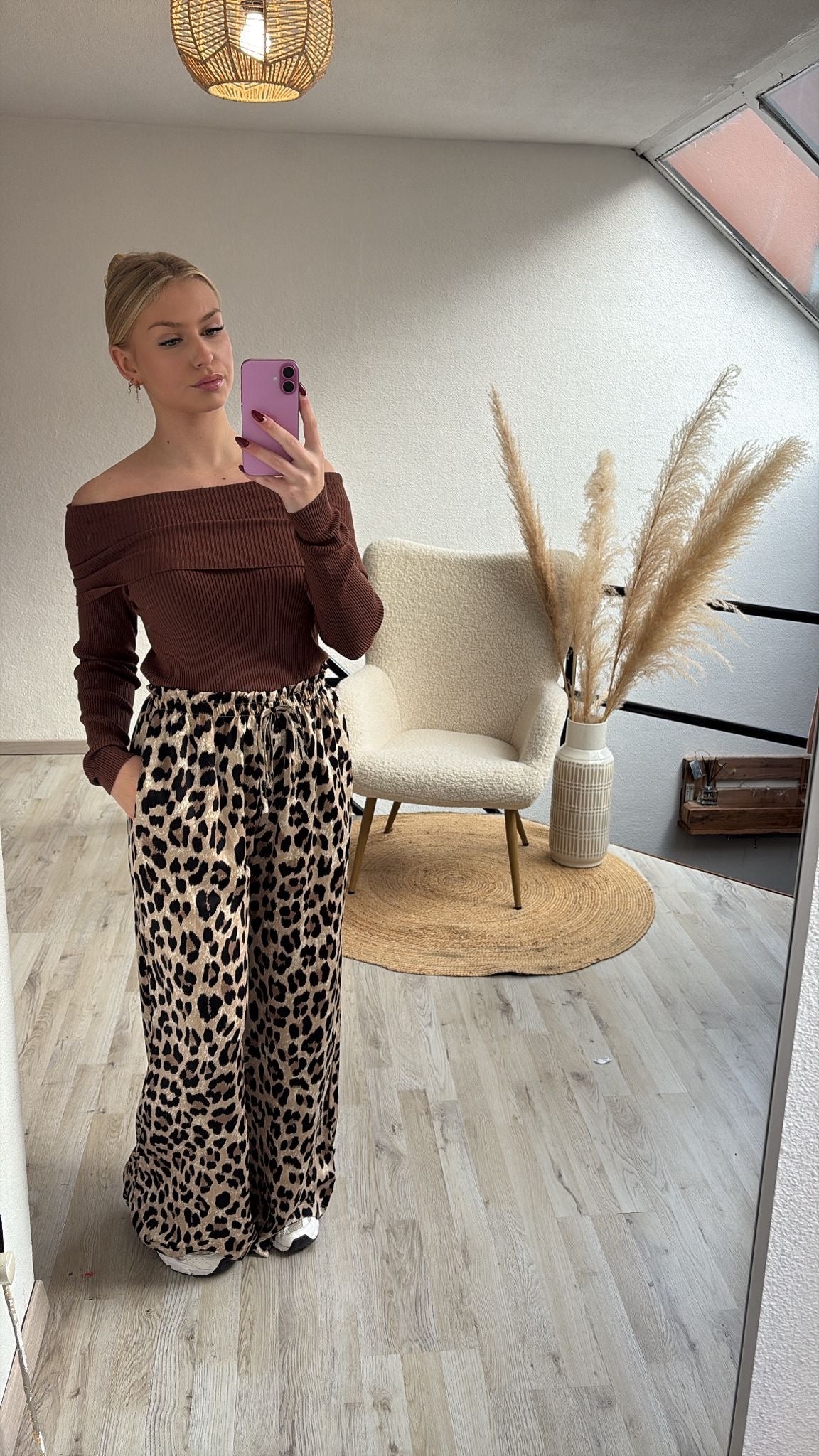 Satijnen broek leopard
