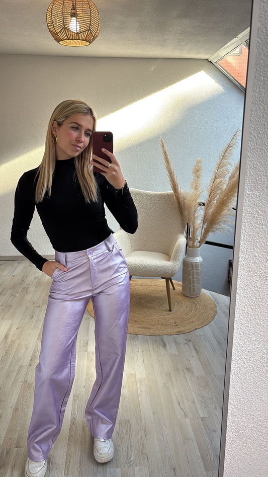 Metallic broek lila