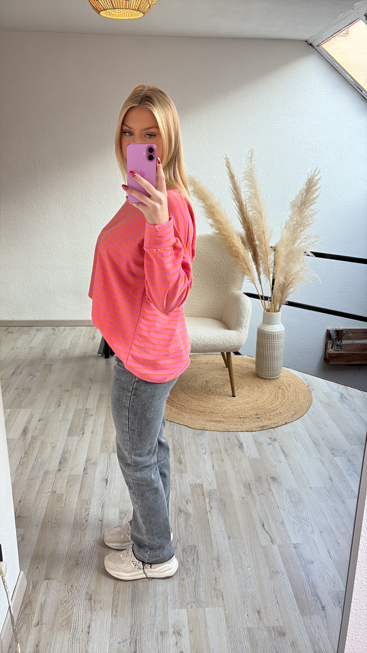 Longsleeve gestreept roze