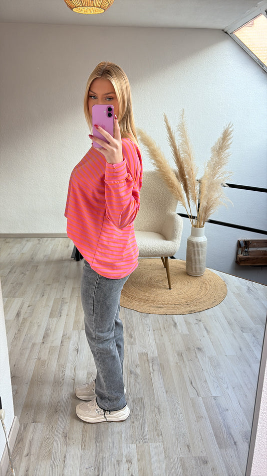Longsleeve gestreept roze