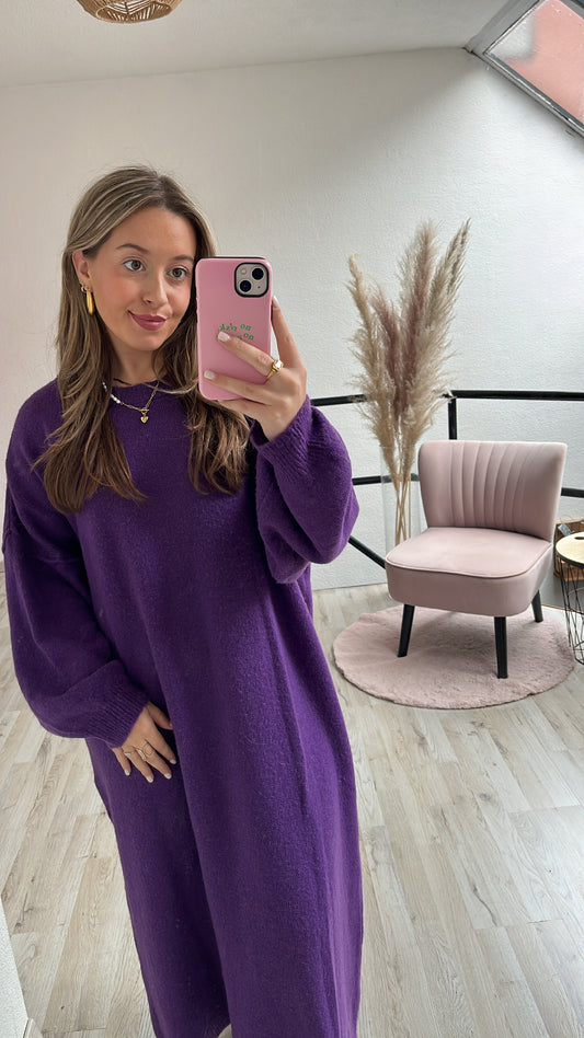 Paarse knit jurk