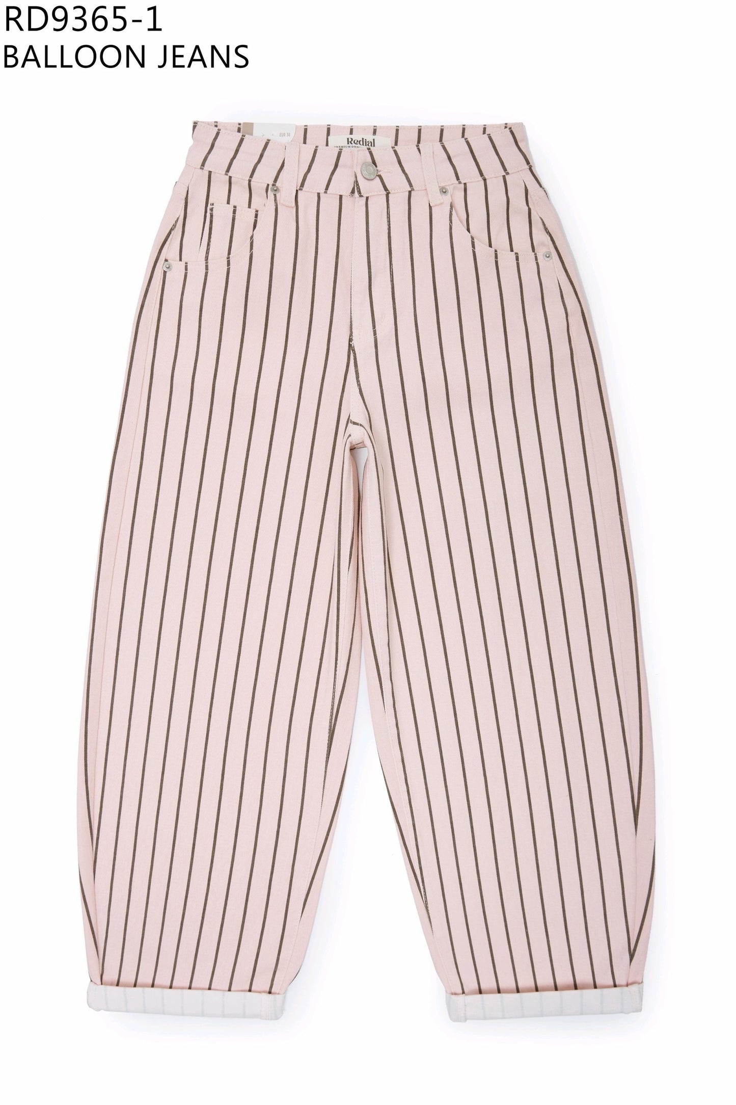BALLOON JEANS STRIPE PINK