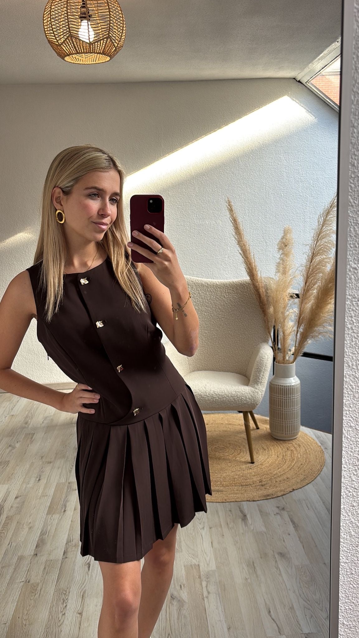 Bruin jurkje plissé