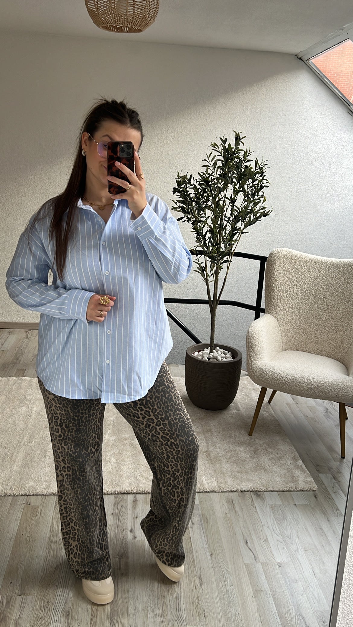 GESTREEPTE BLOUSE BLAUW