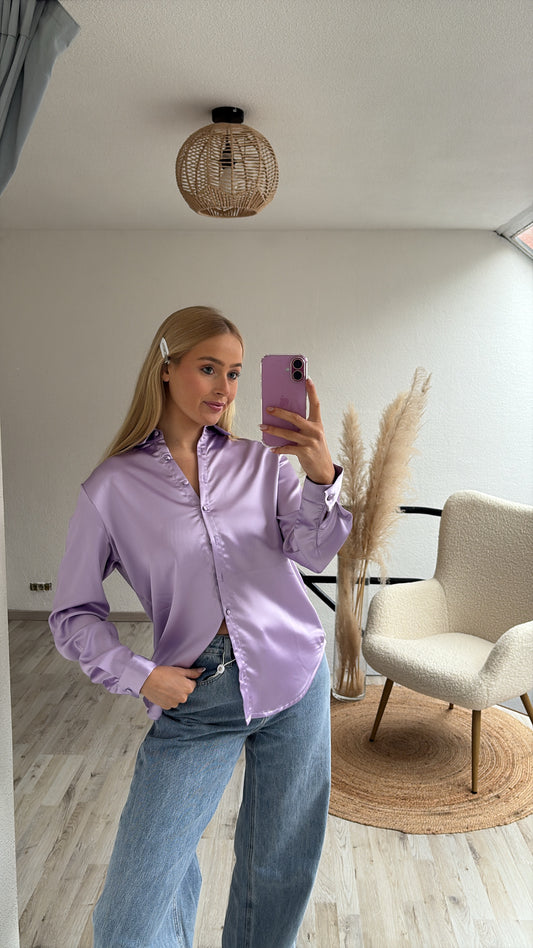 Satijnen blouse lila