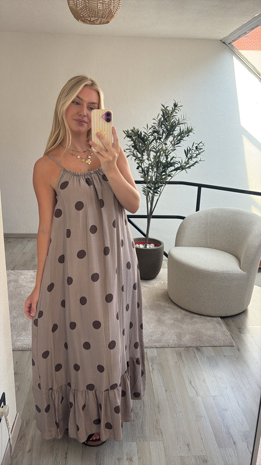 POLKADOT JURK TAUPE
