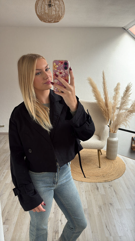 Trenchcoat kort zwart
