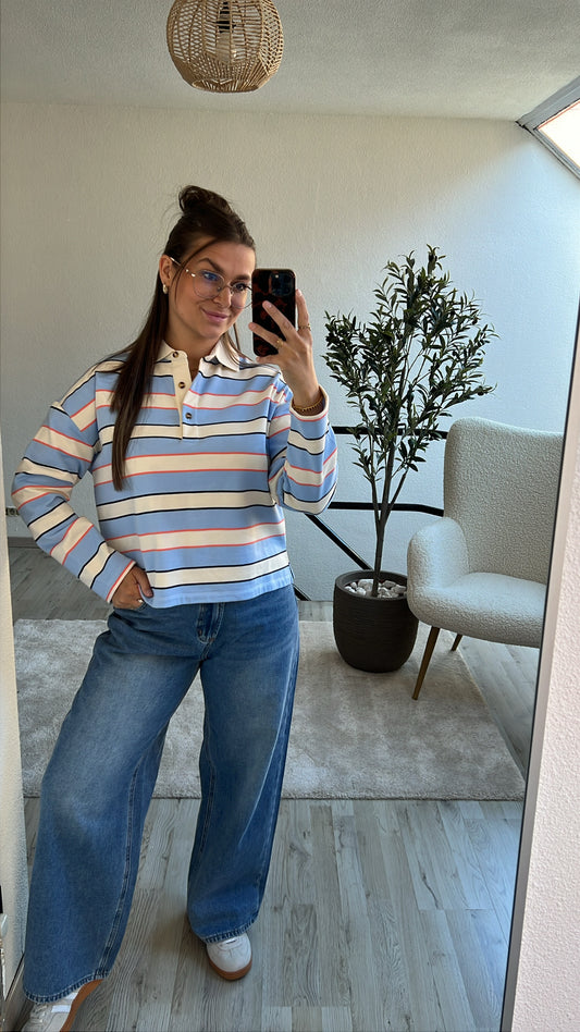 STRIPED POLO SWEATER